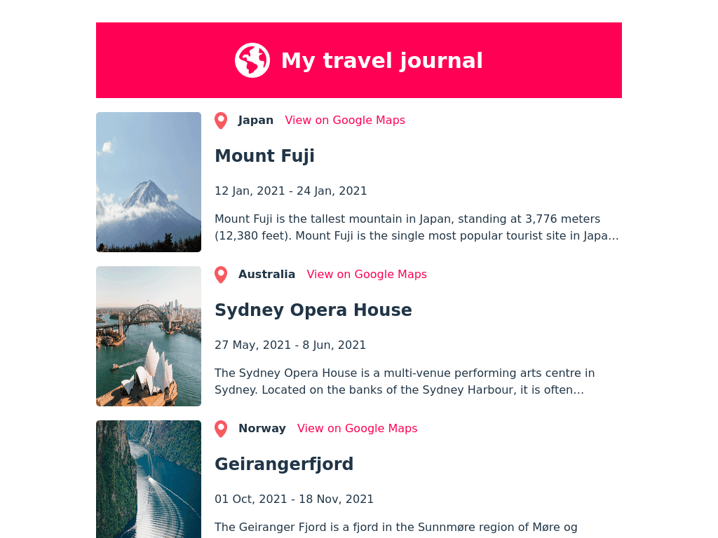 Travel Journal